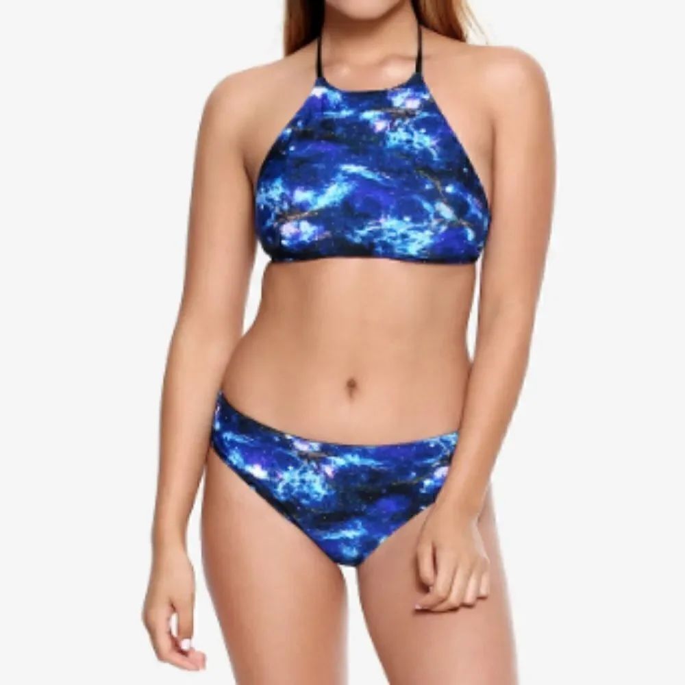 NWT Galaxy Reversible Bikini Bottom Small Cheeky Blue Black